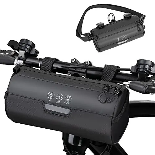 Produktbild: Eyein Fahrrad Lenkertasche, 2L Wasserfest Reflektierende Fahrradtasche Lenker mit abnehmbarem Schultergurt für Rennrad MTB E-Bike Fahrten im Freien (Runder Lauf)