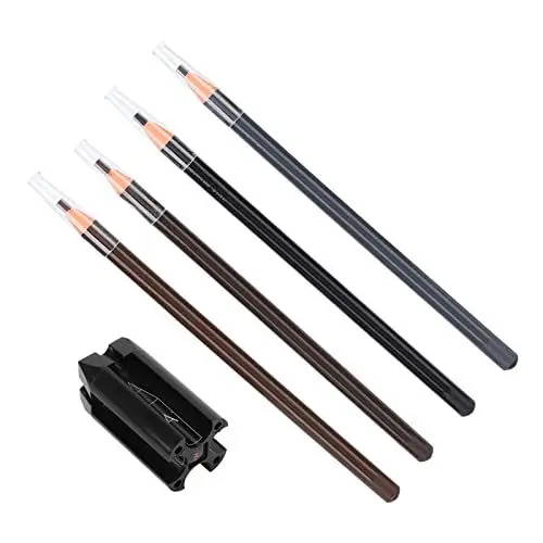 Produktbild: Eyeliner-Augenbrauenstift-Set, Augenbrauenstift-Anspitzer, Professionelles Salon-Make-up, Wasserdichtes Microblading-Augenbrauenstift-Set, Augenbrauenstift-Anspitzer-Set, 4 Augenbrauenstifte und