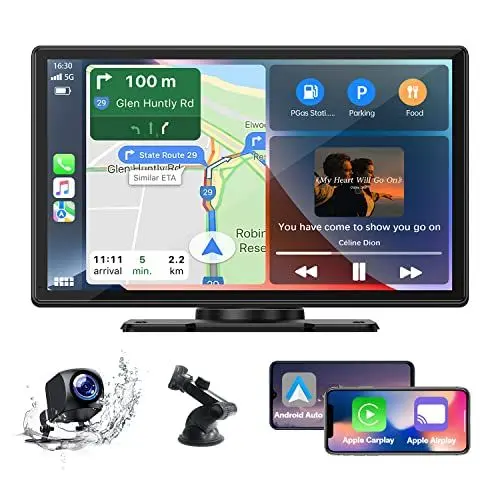 Produktbild: EYETOO Autoradio CarPlay & Android Auto,9-Zoll Tragbares Kabelloses Carplay mit Rückfahrkamera, HD IPS Touchscreen, Bluetooth 5.0, Freisprechfunktion, Sprachassistent/FM/Airplay/AUX