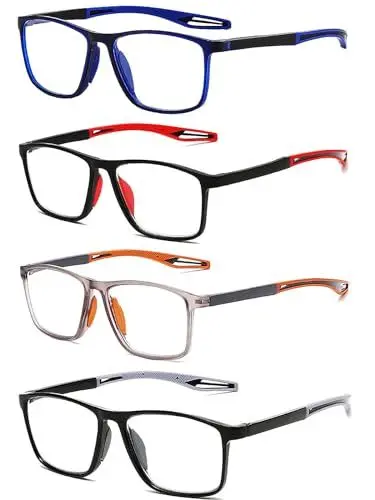 Produktbild: Eyglajdd Sportliches Lesebrille für Damen Herren,Leichte TR90 Lesebrille Lesehilfe,4er Packe Blaulichtblockierende Brillen +3,00