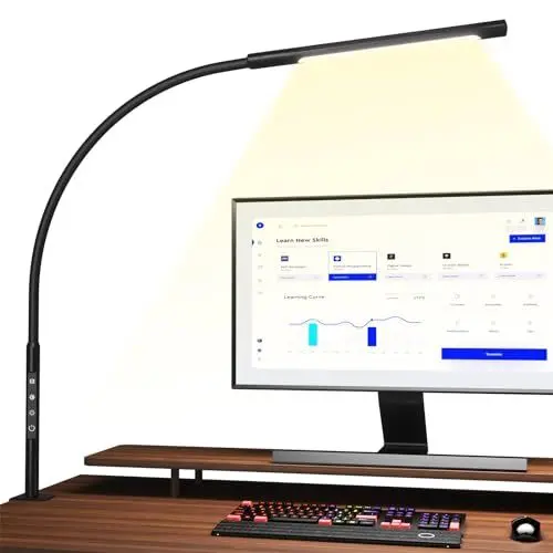Produktbild: EYOCEAN LED Schreibtischlampe, Augenschutz Klemmleuchte, Klemmlampe Einstellbare Dimmen & Farbtemperaturen, Büro Tischlampe, Klemmlampe mit Speicherfunktion und Timerfunktion, 12W, Schwarz