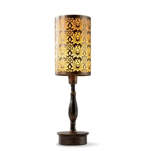 Produktbild: eYotto LED Tischlampe Kabellos, Kleine Akku Aufladbar Tischleuchte, 3 Wege Berühren Schreibtischlampe Dimmbar, Antike Bronze Metall Nachttischlampe für Schlafzimmer Esszimmer Gaststätte Bar Terrasse