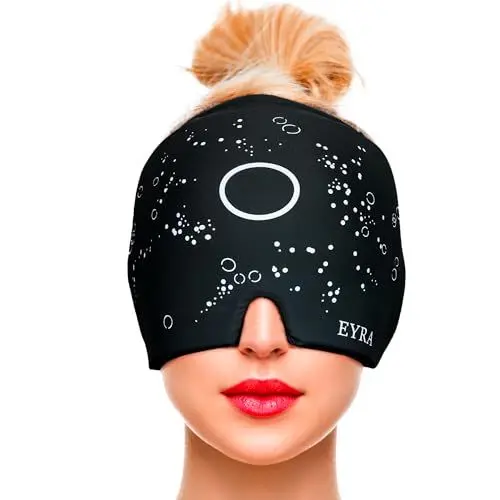 Produktbild: EYRA Migräne Maske, Migräne Kühlmaske mit 360° Abdeckung, Kopfschmerzen Kühlmaske – Wiederverwendbar mit Kälte- und Wärmetherapie, Kühlmaske Migräne – Effektive Linderung von Schmerzen und Stress