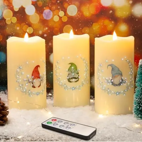 Produktbild: Eywamage 3 Stück LED Stumpenkerzen Flammenlose Batteriebetriebene Stumpenkerzen mit Fernbedienung, Rot, Blau, Grün, Kunststoffmaterial, Weihnachtsdekoration und Geschenk