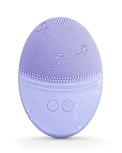 Produktbild: EZBASICS Gesichtsreinigungsbürste wasserdichte vibrierende Ultraschall Gesichtsbürste für Tiefenreinigung sanftes Peeling und Massage induktive Aufladung (Violett) 1 pack+5 Geschwindigkeiten