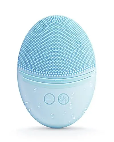 Produktbild: EZBASICS Gesichtsreinigungsbürste wasserdichte vibrierende Ultraschall Gesichtsbürste für Tiefenreinigung sanftes Peeling und Massage induktive Aufladung (Blau) 1 pack+5 Geschwindigkeiten