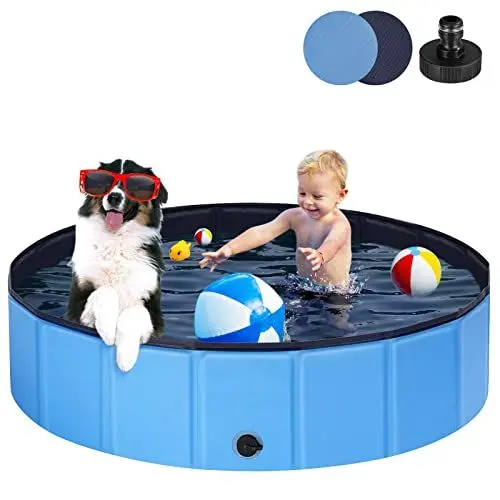 Produktbild: Ezilif Hundepool für Große & Kleine Hunde, Faltbare Hunde Pool rutschfest, 80 x 20cm Schwimmbecken für Hunde Verdickt PVC, Planschbecken Hund Verschleißfest, Hundebadewanne Swimmingpool