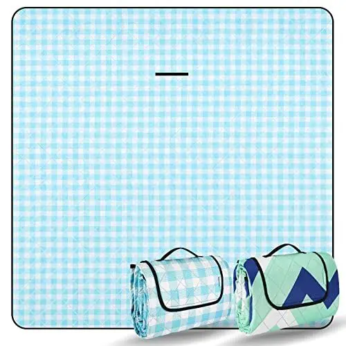 Produktbild: Ezilif Picknickdecke 200x200 cm, XXL Picknickdecke Wasserdicht Wärmeisoliert, Stranddecke Sandfrei, Faltbare Picnic Blanket mit Tragegriff, Picnic Decke Waschbar Outdoor Campingdecke für 6-8 Personen