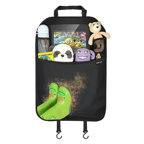 Produktbild: Ezilif Rückenlehnenschutz Auto Kinder, Autositz Organizer Wasserdicht 900D-Polyeste, mit Tablet Tasche, Rücksitz Kick-Matten-Schutz, 1 Stk Sitzschutz Rückenlehne