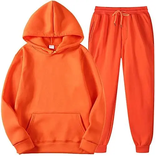 Produktbild: EZJOBLA Jogginganzug Damen Gym Set Damen Hausanzug Damen Kuschelig Sweatpants Damen Kuschelanzug Damen Jogginganzug für Damen Loungewear Damen Elegantes Outfit Damen Komplett Loungewear Orange 2XL