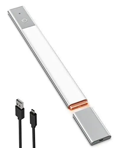 Produktbild: EZVALO Schrankbeleuchtung Kabellos 38CM, Unterbauleuchte Küche LED 3 Farbtemperaturen Dimmbar, 2200mAh Abnehmbarer Akku mit Bewegungsmelder für Kleiderschrank Treppe, Schwarz (1 Stück)