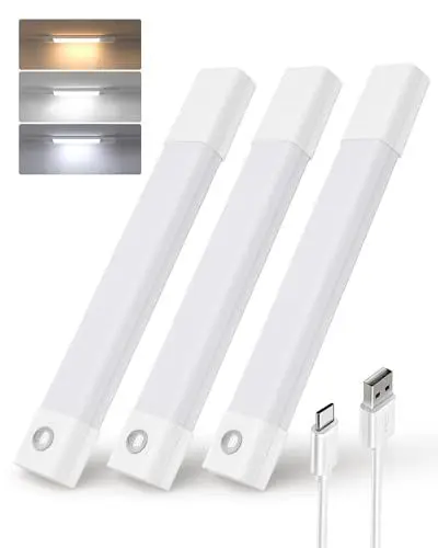 Produktbild: EZVALO Schrankbeleuchtung 20CM, 30 LED Schrankleuchte Led mit Bewegungsmelder, Unterbauleuchte Küche LED mit 3 Farbtemperaturen Dimmbar Wiederaufladbar für Kleiderschrank, Küche, Treppe (3 Stück)