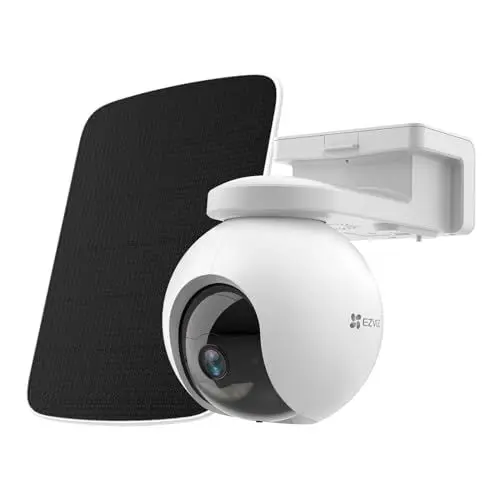 Produktbild: EZVIZ 2K kabellose Akkukamera aussen, PTZ WLAN Kamera mit AI Personenerkennung, 10400mAh Akku, Automatische Verfolgung, Farbnachtsicht, Zwei-Wege-Audio und Solarpanel verfügbar, CB8 Kit