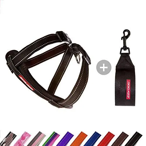 Produktbild: EzyDog Hundegeschirr Auto mit Sicherheitsgurt, Brustgeschirr Hund, Sicherheitsgeschirr Hund, 'Chest Plate' Geschirr für Kleine, Mittelgroße und Große Hunde, Reflektierend, Gepolstert (S, Schwarz)