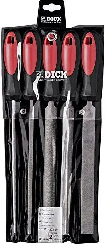 Produktbild: F. DICK Feilensatz 5tlg. 200 mm (Feilen für allgemeine Arbeiten, Hieb 2, Holz, Stahl, Eisen, NE-Metall) 1314202-2K
