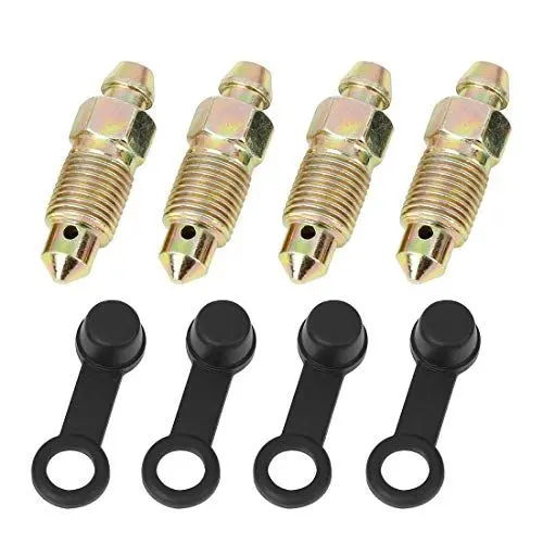 Produktbild: F FIERCE CYCLE 4 Stück M10 x 1mm Entlüftungsschraube mit Staubkappe Hohlschraube Auspuffschraube für Motorrad-Hauptbremszylinder