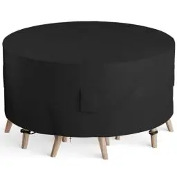 Produktbild: F Fellie Cover Runde Abdeckung Gartenmöbel Winterfest Abdeckplane Gartenmöbel 185 x 110cm Gartenmöbel Abdeckung Wasserdicht Abdeckhaube Gartenmöbel Anti-UV Gartenmöbel Abdeckung 420D Oxford Gewebe