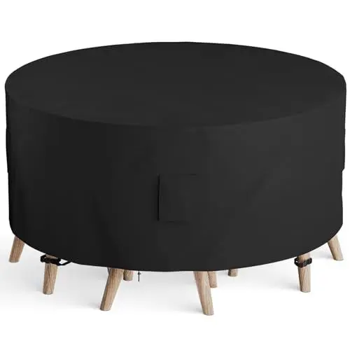 Produktbild: F Fellie Cover Runde Abdeckung Gartenmöbel Winterfest Abdeckplane Gartenmöbel 185 x 110cm Gartenmöbel Abdeckung Wasserdicht Abdeckhaube Gartenmöbel Anti-UV Gartenmöbel Abdeckung 420D Oxford Gewebe