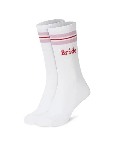 Produktbild: faav Tennissocken Damen - Crew Socks - Bride - 1er Set - Braut-Hochzeit-JGA-Accessoires - Socken Geschenk - Baumwollsocken (Bride, 35-38)