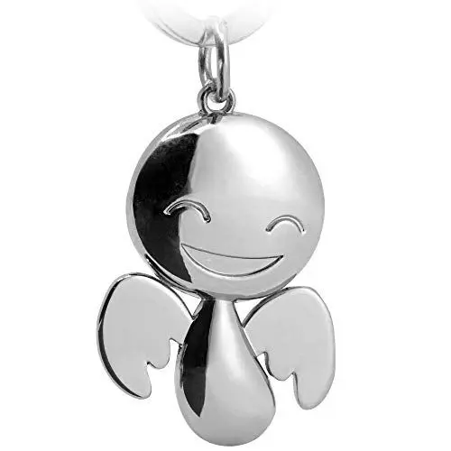Produktbild: FABACH Schutzengel Schlüsselanhänger Happy - Niedlicher Engel Anhänger,Unisex, aus Metall in glänzendem Silber - Geschenk Glücksbringer Auto Führerschein - Fahr vorsichtig
