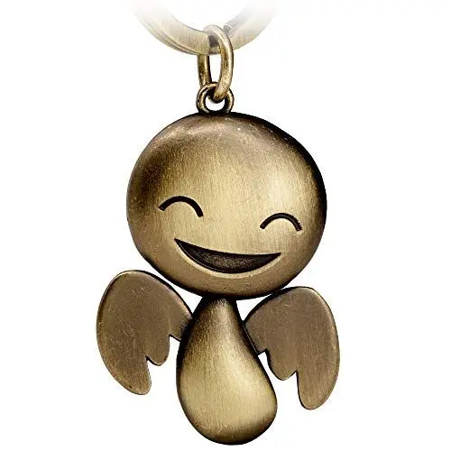 Produktbild: FABACH Schutzengel Schlüsselanhänger Happy - Niedlicher Engel Anhänger aus Metall in antiker Bronze - Geschenk Glücksbringer Auto Führerschein - Fahr vorsichtig