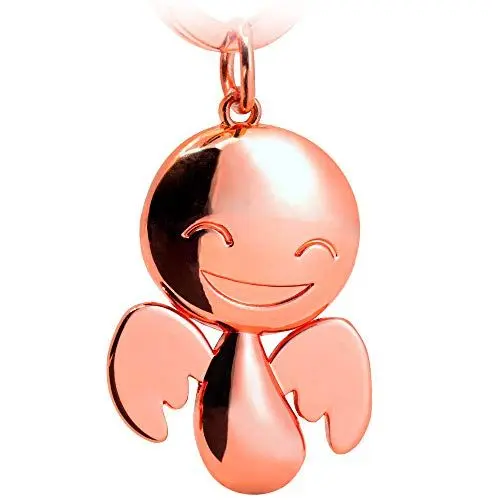 Produktbild: FABACH Schutzengel Schlüsselanhänger Happy - Niedlicher Engel Anhänger aus Metall in glänzendem Roségold - Geschenk Glücksbringer Auto Führerschein - Fahr vorsichtig