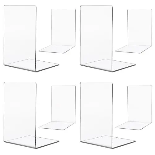 Produktbild: Transparente Acryl-Buchstützen - rutschfest, Dekorativ - Ideal für Bücherregale, Büro und Zuhause - 4 Paar (8 Stück)