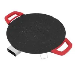 Produktbild: Fabater Elektrische Grillplatte, Rauchfreie Elektrische BBQ-Grill-Backbleche, 5-stufige Temperatureinstellung, 30 cm Runde Antihaftbeschichtete Grillpfanne mit Griffen, Schnelles