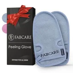 Produktbild: FABCARE Premium Peelinghandschuh gesicht, peeling schwamm 2 Stück - Peeling handschuh für Körper & Gesicht - Exfoliating gloves for Peeling & Body Scrub - Saugnäpfe & Ebook - DERMATEST SEHR GUT