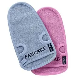 Produktbild: FABCARE Premium Peelinghandschuh gesicht, peeling schwamm 2 Stück - Peeling handschuh für Körper & Gesicht - Exfoliating gloves for Peeling & Body Scrub - Saugnäpfe & Ebook - DERMATEST SEHR GUT