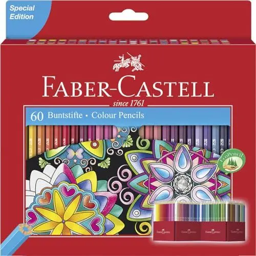 Produktbild: FABER-CASTELL 111260 - Buntstifte Set Castle, 60-teilig, hexagonal, bruchsicher, für Kinder und Erwachsene