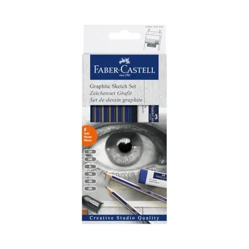 Produktbild: FABER-CASTELL 114000 - Graphite Sketch Set, 8-teilig, mit 6 Goldfaber Bleistifte, 1 Spitzer, 1 Radierer