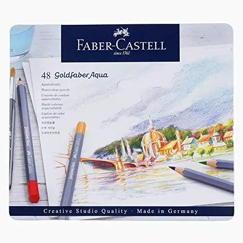 Produktbild: FABER-CASTELL 114648 - Aquarellstifte Goldfaber, 48-teiliges Buntstifte Set, bruchsicher, vollständig wasservermalbar