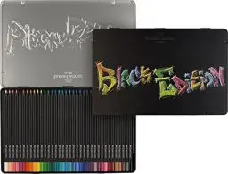 Produktbild: Faber-Castell 116437 Black Edition Buntstifte 36er Metallbox, Lebendige Buntstifte, Bruchsichere Kunststifte mit ergonomischem Griff, Malstifte für helles und dunkles Papier