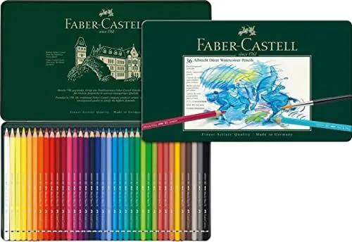 Produktbild: Faber-Castell 117536 Albrecht Dürer Aquarellstifte, Set mit 36 Aquarell Stiften mit dicken 3,8-mm-Minen, Holzstifte mit wasserlöslichen Pigmenten