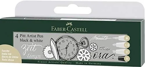 Produktbild: FABER-CASTELL 167151 - Tuschestift Pitt Artist Pen Black and White, 4er Set
