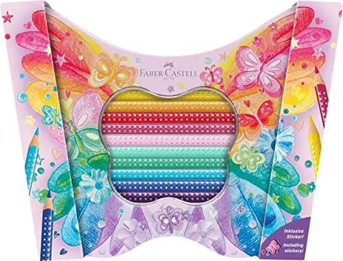 Produktbild: FABER-CASTELL 201971 - Geschenkset Schmetterling, Buntstifte Set Sparkle, 20-teilig, inkl. Schmetterling Sticker