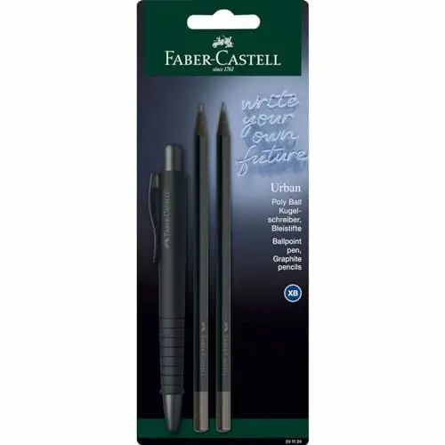 Produktbild: Faber-Castell 241124 - Schreibset all black, mit Kugelschreiber Poly Ball Urban und 2 Bleistifte Urban