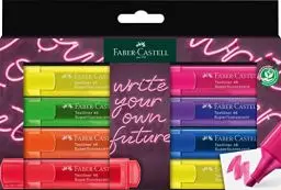 Produktbild: Faber-Castell 254601 Neon Textmarker Set 8 Stück, Highlighter Pens mit Präzisions-Keilspitze, Leuchtende Neonfarben, Ergonomisches flaches Design