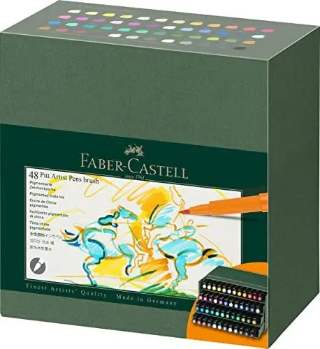 Produktbild: Faber-Castell 167192 - Tuschestifte Pitt Artist Pen Brush, 48er Atelierbox, Pinselstifte Set