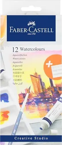 Produktbild: Faber-Castell 169612 - Aquarellfarben Creative Studio, 12 Tuben je 9 ml, inkl. Mischpalette