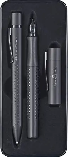 Produktbild: FABER-CASTELL 201626 - Geschenkset Grip Edition, All Black, mit Füller M und Kugelschreiber XB im Metalletui