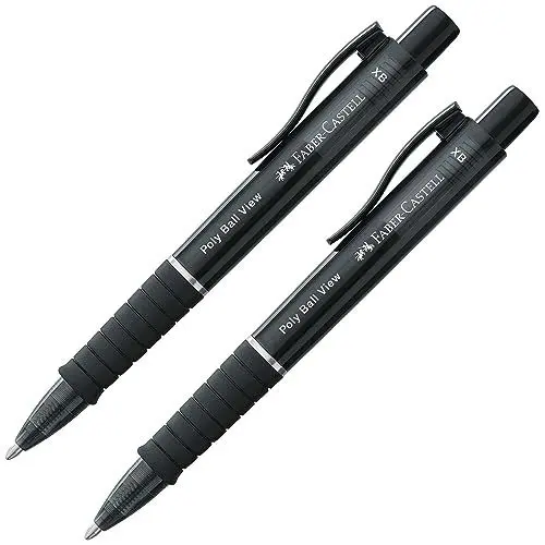 Produktbild: FABER-CASTELL 205016 - Kugelschreiber Poly Ball View schwarz, 2 Stück, mit auswechselbarer XB Mine, dokumentenecht