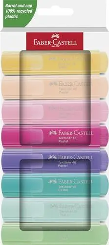 Produktbild: FABER-CASTELL 254658 - Textmarker Set 46, 8 Pastell Textmarker mit langlebiger Keilspitze, Strichbreite 1-5 mm, nachfüllbar