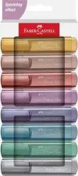 Produktbild: Faber-Castell 254678 Metallic Textmarker Set 8 Stück, Highlighter Pens mit Präzisions-Keilspitze, Leuchtende Metallicfarben, Ergonomisches flaches Design