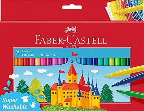 Produktbild: FABER-CASTELL 554204 - Filzstifte Set Castle, 50er Kartonetui, auswaschbare Filzstifte