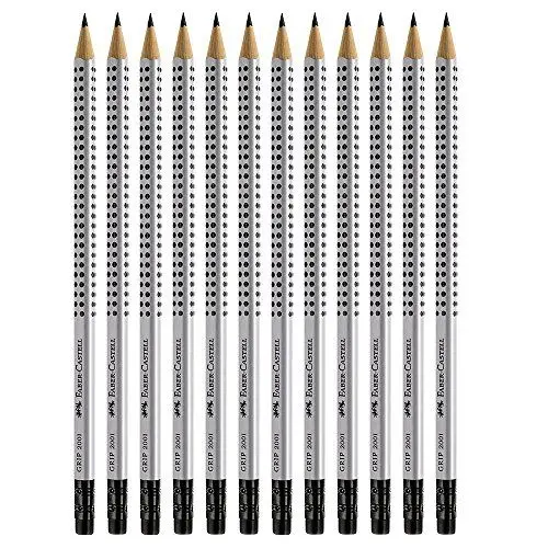 Produktbild: Faber-Castell GRIP 2001 Bleistift HB mit Radierspitze 12 Stück