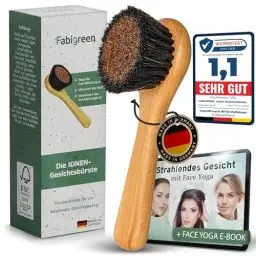 Produktbild: Fabigreen® - Gesichtsbürste Kupfer (MADE IN GERMANY) - Peeling Trockenbürste Gesicht inkl. E-Book mit Face Yoga & Anwendungstipps - Ionic face dry brush - Klosterbürste - FSC Buchenholz & plastikfrei