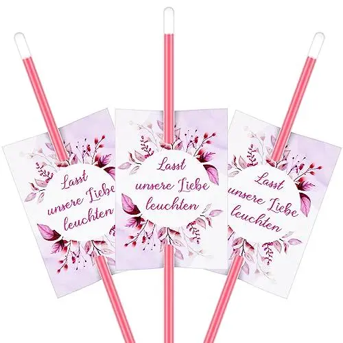 Produktbild: Faccito 50 Stück Knicklichtschilder mit Spruch Lasst Unsere Liebe Leuchten und 50 Knicklichter Hochzeit Leuchtstäbe Blätter Muster Etiketten für Wunderkerzen Hochzeitsdeko Party Dekoration Mitgebsel