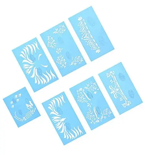 Produktbild: Face Paint Schablone, 7 Stück Gesichtsbemalungs Schablonen Set, Körperbemalungsschablone Blumen Krone Skelett Knochen, Gesichts Makeup Werkzeuge für Weihnachten, Halloween, Party